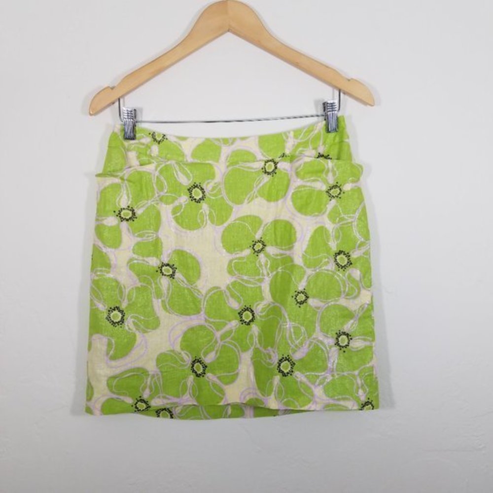 Perry Ellis Linen Silver Mini Skirts Size 6